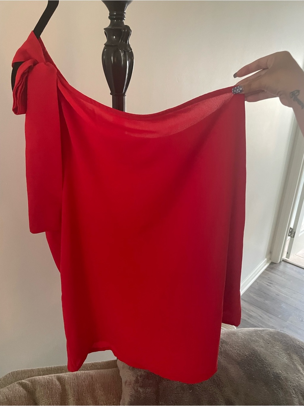 One-Shoulder Red Top